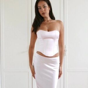 Cherie Attire Pink Satin Lace-Up Corset Top